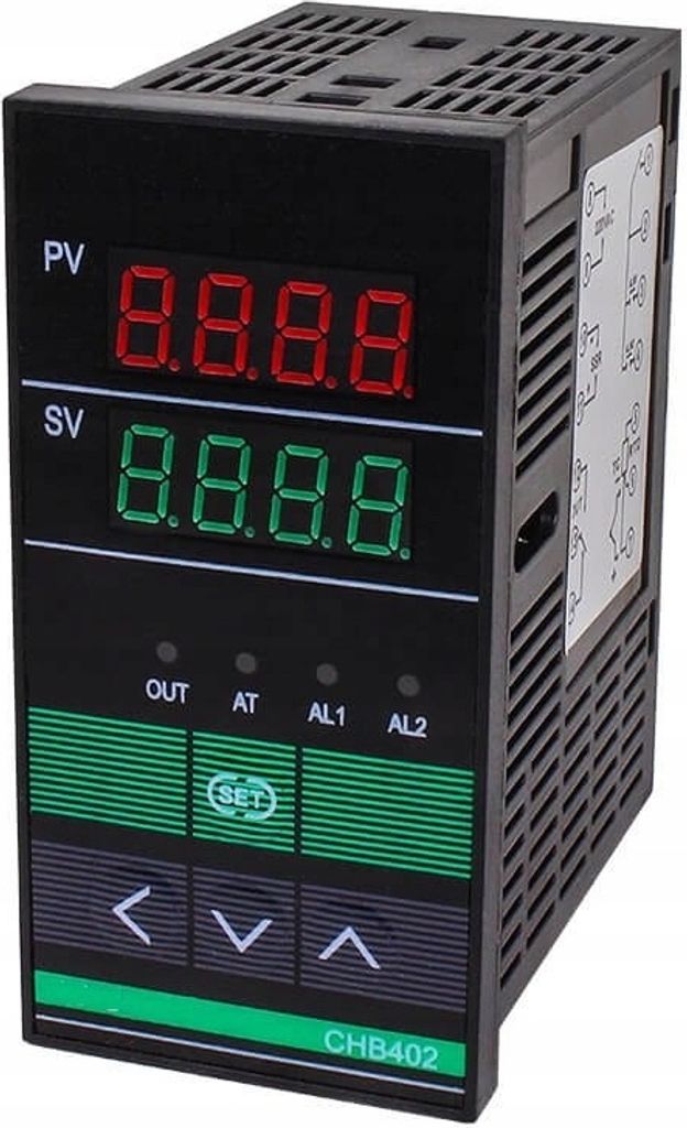 CHB402 PID-Regler - Digitaler Temperaturregler 48x96 mm | 0-400°C | Thermoelement K | 230V AC | SSR + Relaisausgang | LED | Auto-Tuning | Fuzzy-Logik