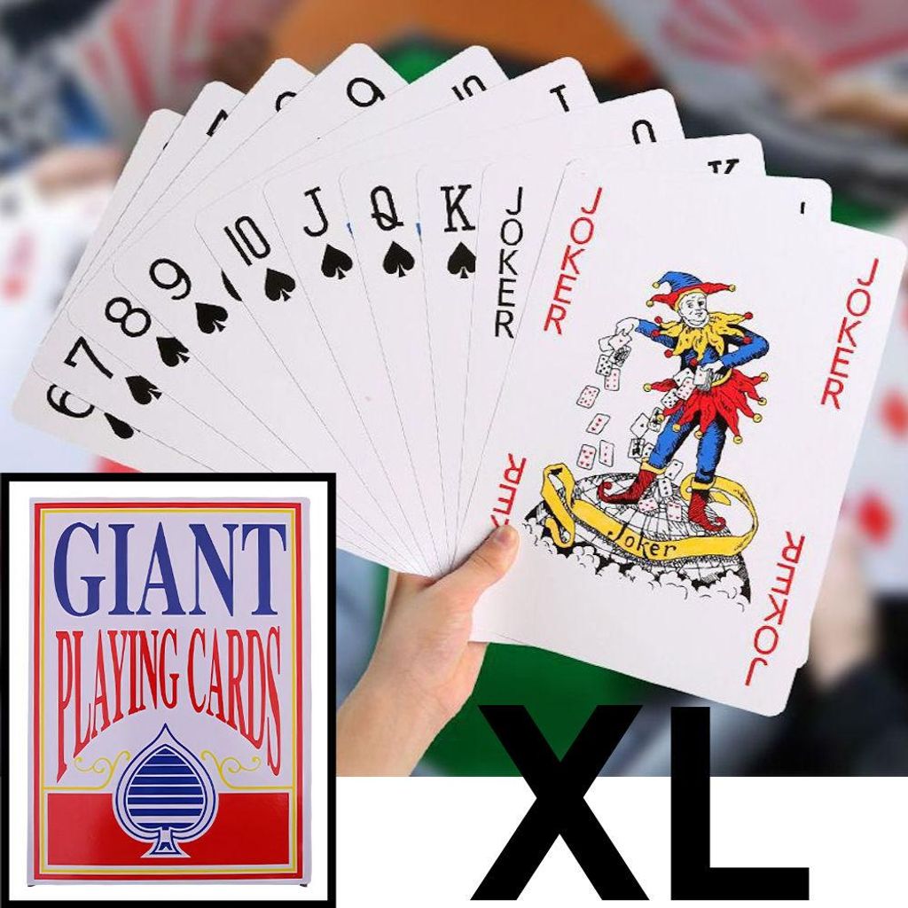 XL Jumbo Spielkarten im Riesenformat 21 x 28,5 cm – extra große Zahlen und Symbole – robuste Karten aus starkem Karton – gut lesbar für Kin...