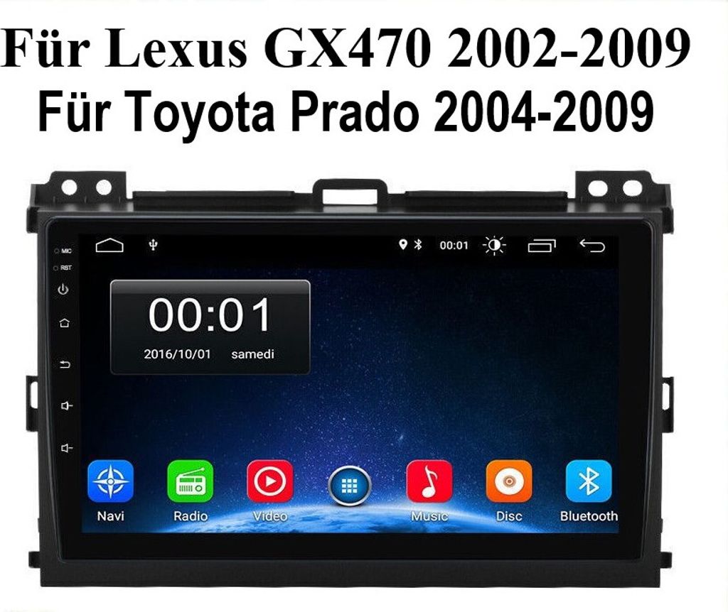 9" Android 11 Autoradio GPS Navi Für für Lexus GX470, Toyota Prado Bluetooth FM 16GB ROM