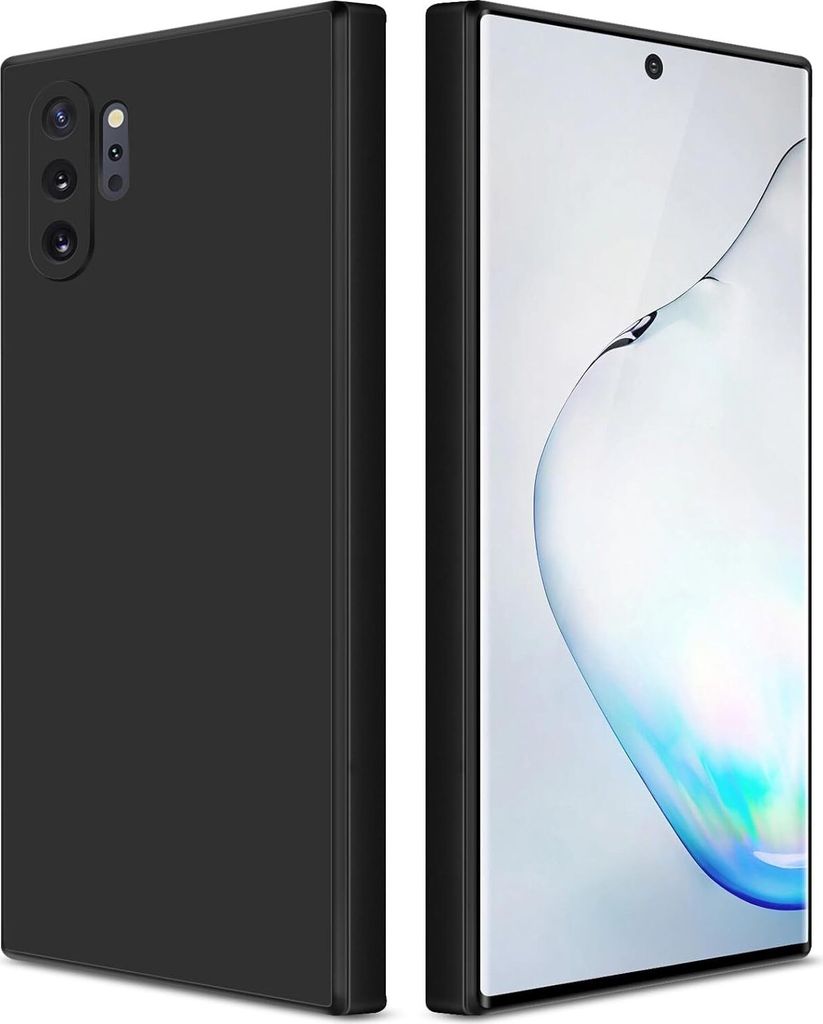 Silikon Hülle für Samsung Galaxy Note 10+ /Note 10 Plus Flüssigsilikon Dünn Gel Gummi Matt Kratzfeste Schutzhülle Schwarz
