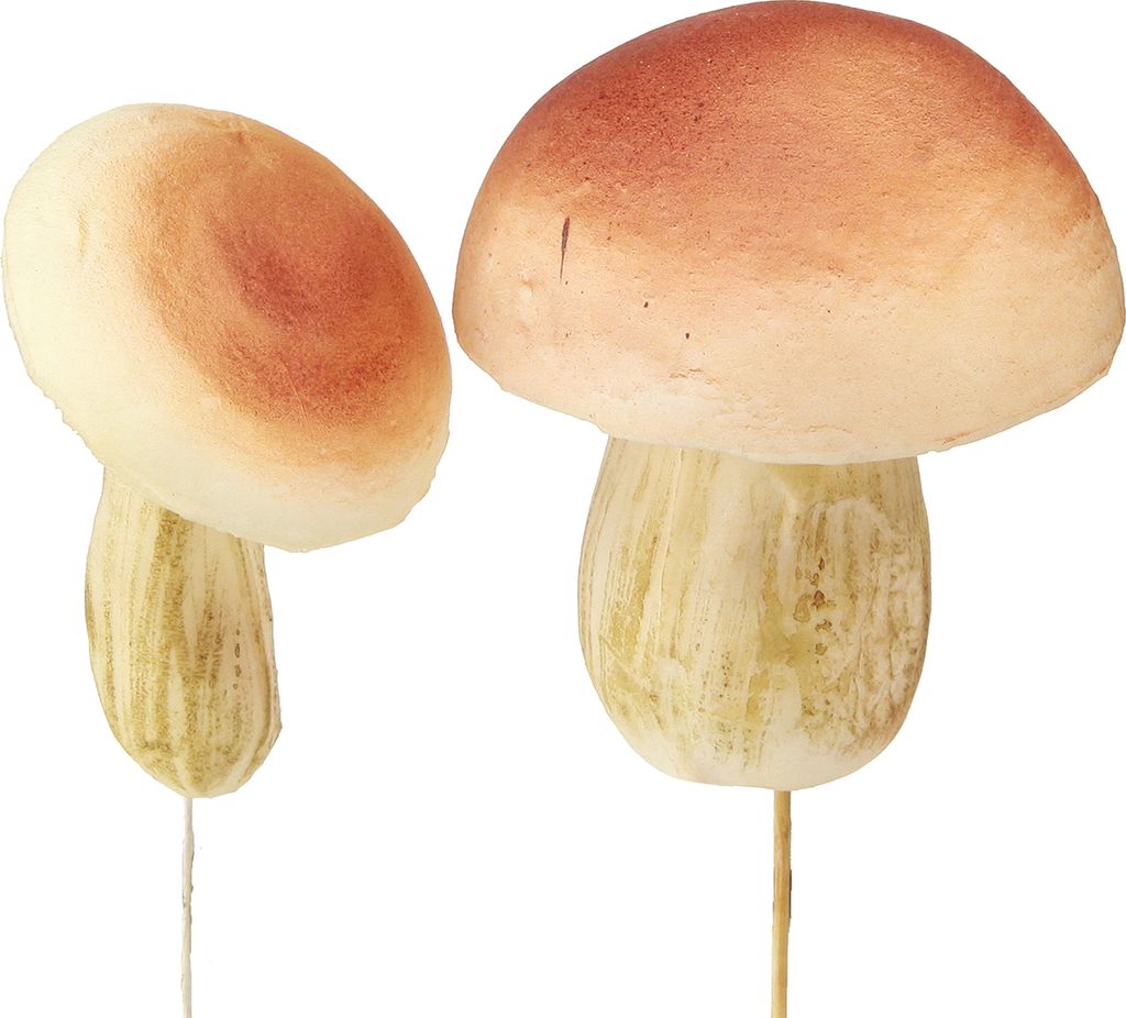 8er Set Deko Pilze am Stab für Herbstdeko, Braun, Tischdeko, Garten, Balkon, DIY - Naturgetreu Klein & Groß