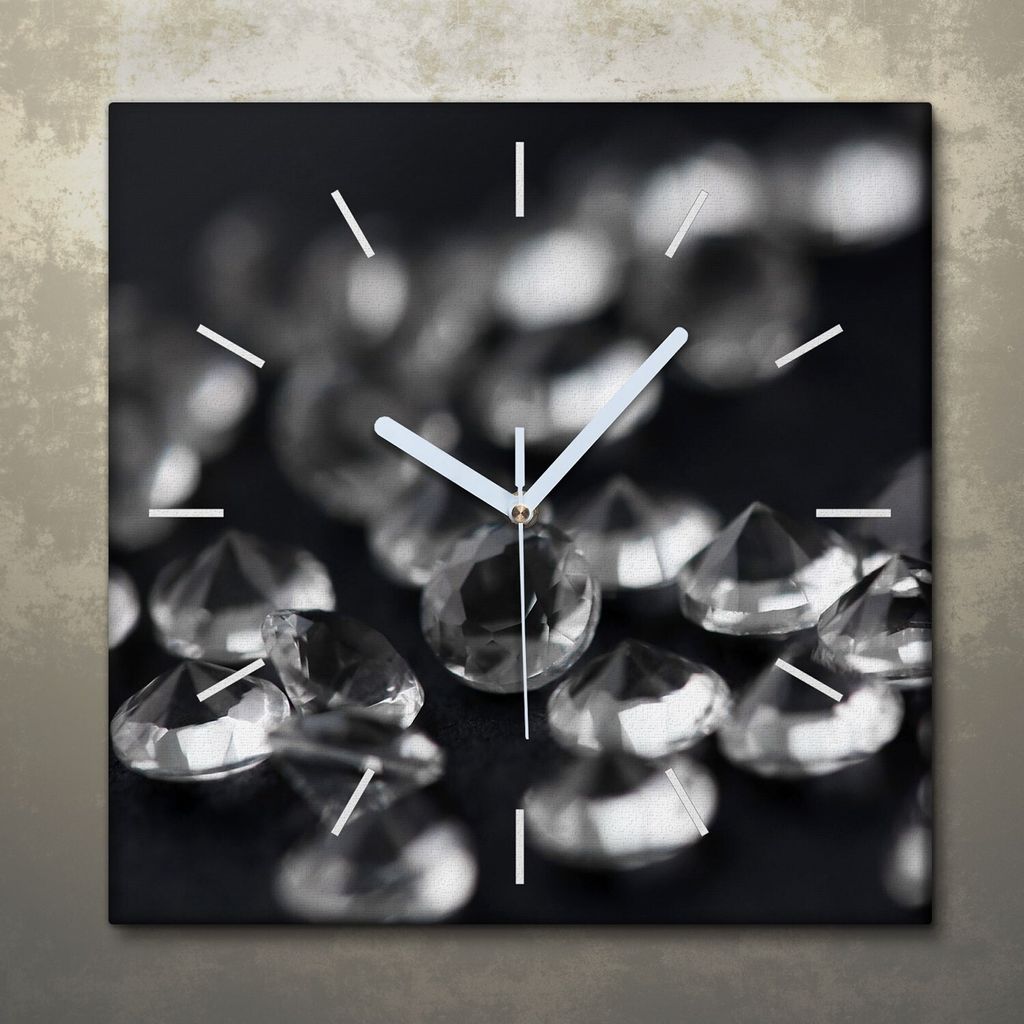 Wohnzimmer Leinwand Uhr Geräuschlos Küche 30x30 Diamanten, Brillanten, Motive, Textur, weiße Zeiger
