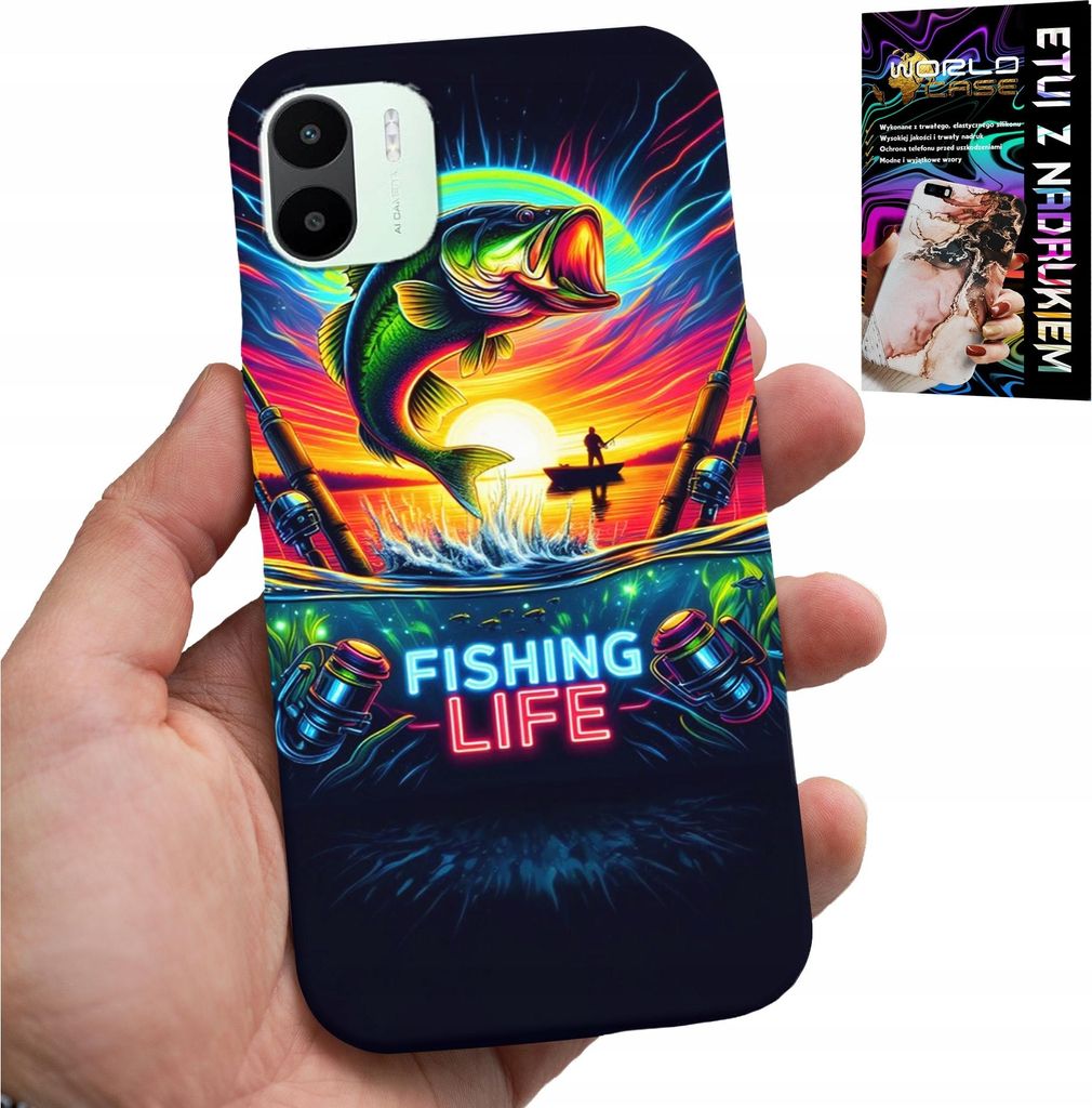 Fall Für Xiaomi Redmi A1 - Angeln Muster Fisch Fischerei Angelrute Rücken