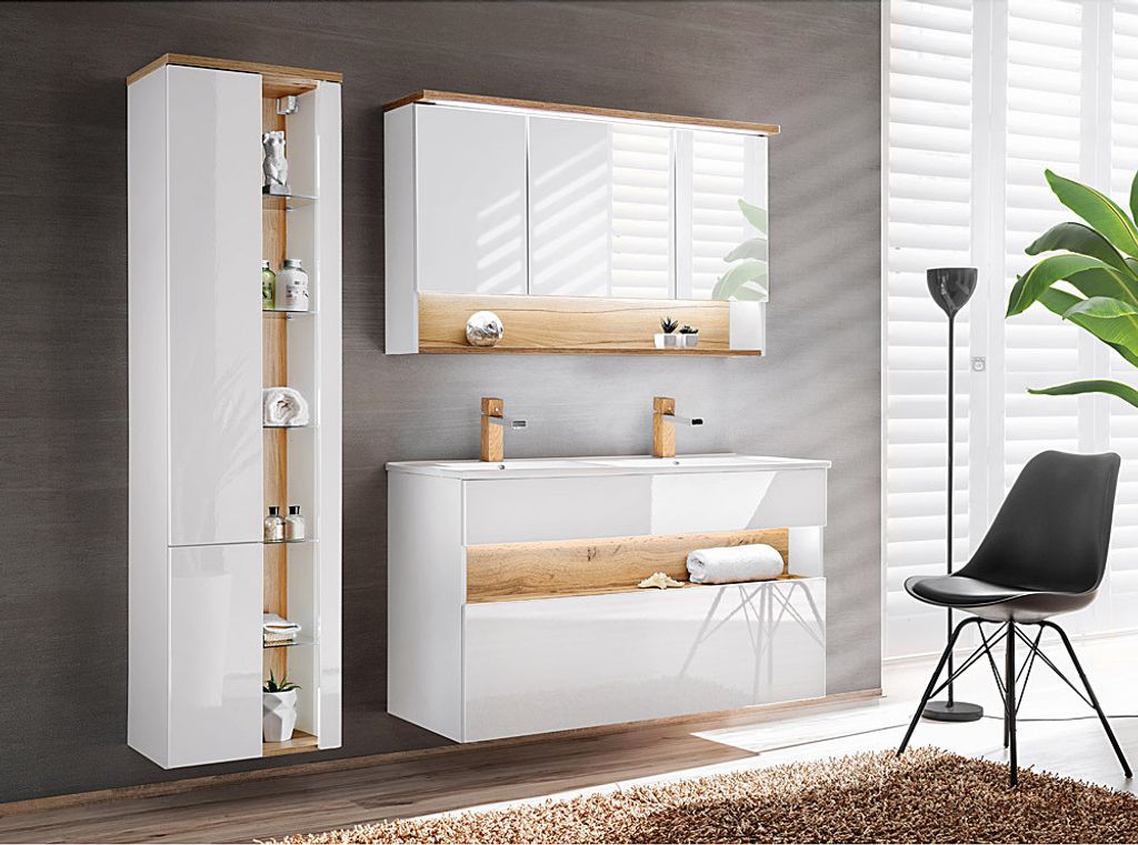 Badezimmer 120cm LED-Spiegelschrank BERMUDA-56 in weiß mit Produktbild 6