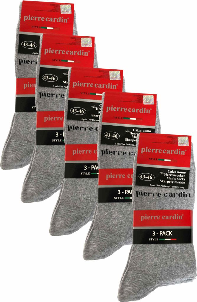 Pierre Cardin Herren Business Socken Baumwolle Strümpfe Grau 43-46 15 Paar