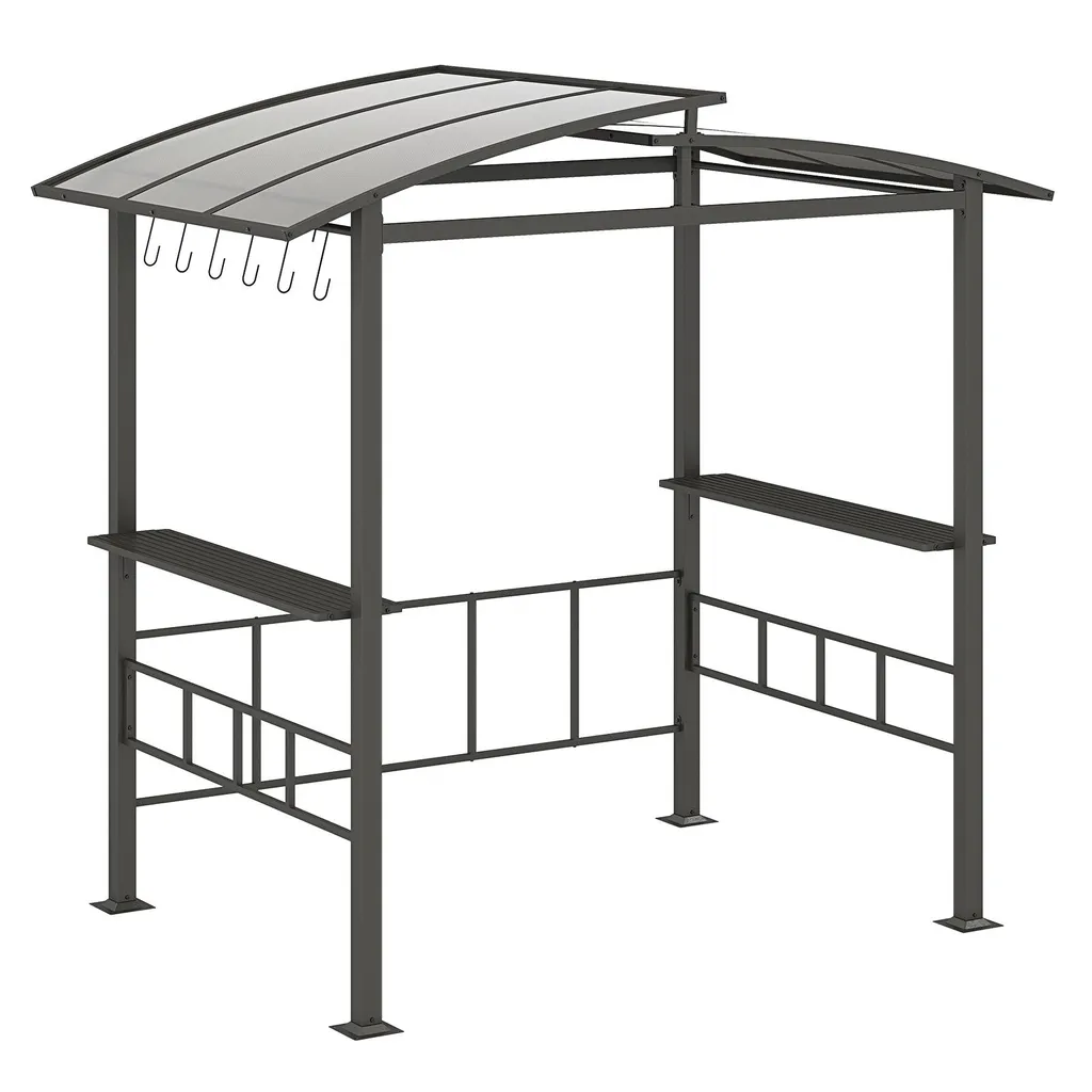 Tonnelle de barbecue Extérieure avec Plan de Travail Métal 248cm Noir