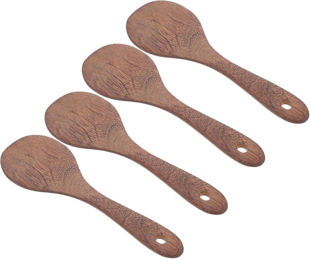 Set mit 4 ergonomischen Spateln aus Wengeholz zum Servieren von Salaten, Kartoffeln oder hausgemachten Desserts