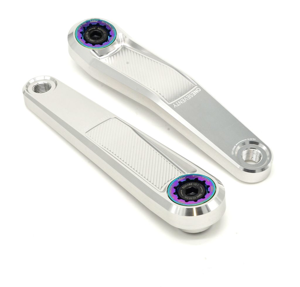 windmeile | Lekkie Buzz Bars Pedalarme, Left Offset Square Drive 170mm, V3.1, Silber und Slick, Kurbeln für Bafang BBS01/02/HD, E-Bike, Pedelec