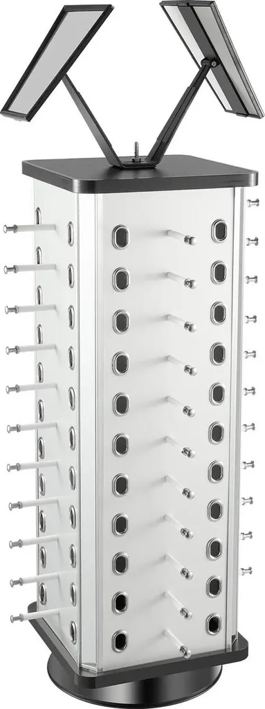 Porta Occhiali Rotante Design 44 Posti | Organizer Argento 360 Gradi
