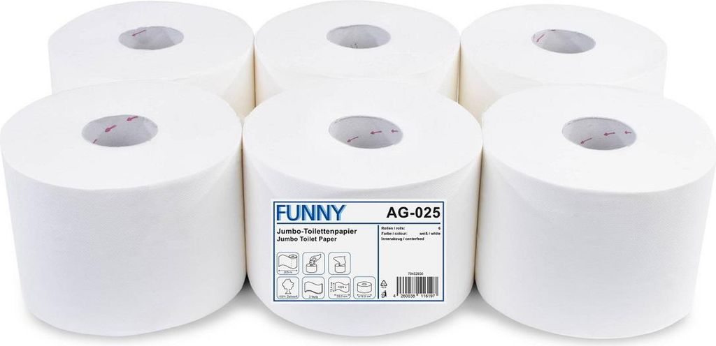 Jumbo Toilettenpapier FUNNY - 2- lagig - 1 Palette - 384 Rollen - Centerfeed