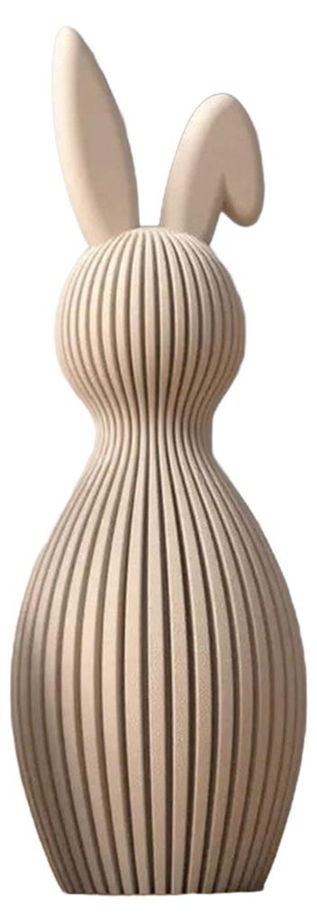 3D-gedruckte Hasenfigur mit gerippter Textur und gefalteten Ohren – ideal als Dekoration für Tisch, Regal oder Zuhause.