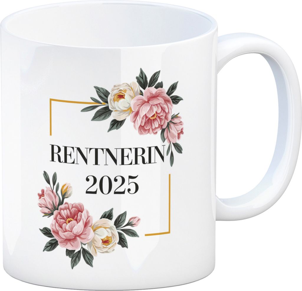 Rentnerin 2025 Blumen Kaffeebecher für den Ruhestand