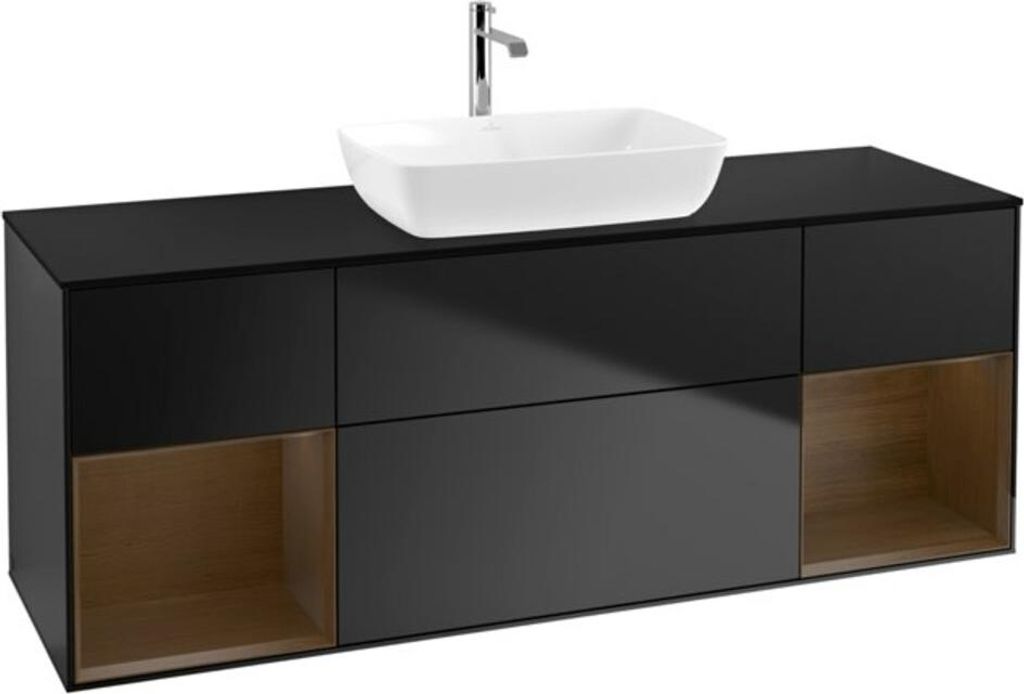 V&B Waschtischunterschrank Finion 160cm, Pl bla m, Reg wal ven, bla m Lac