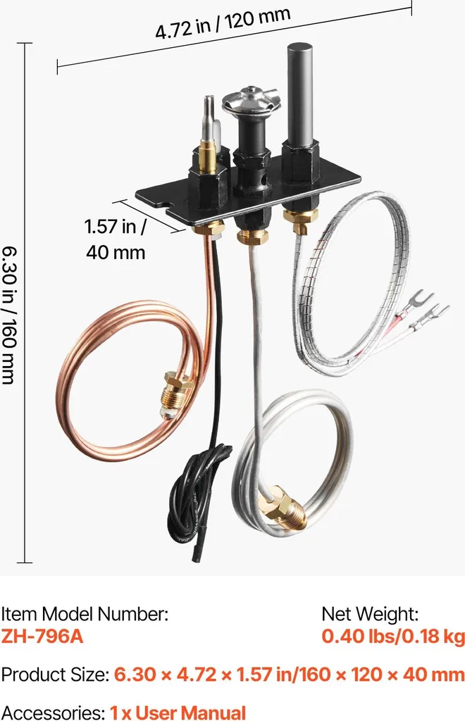 Solution Allumage Difficile Cheminée Gaz - Kit Veilleuse 69L17 Noir
