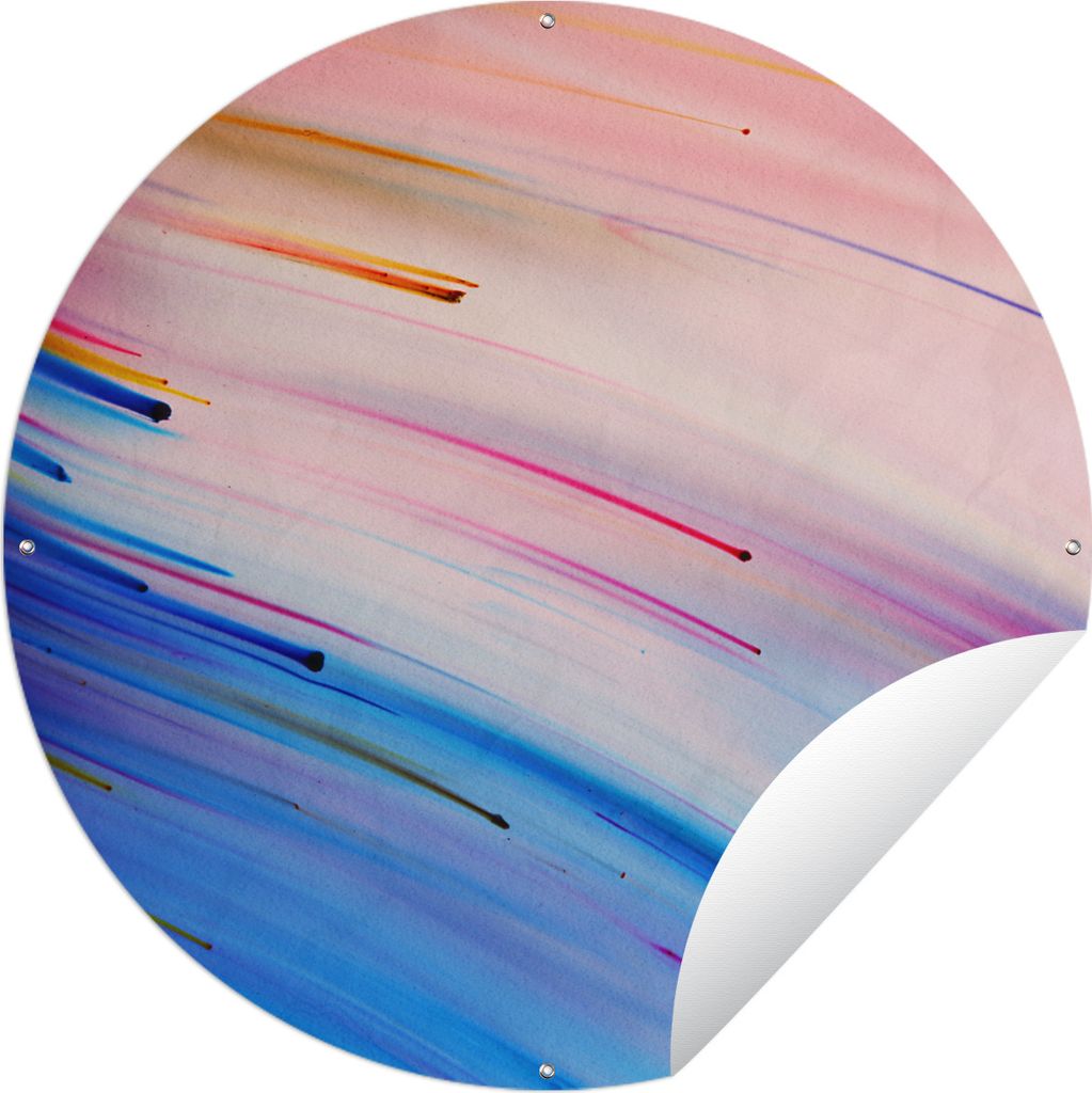 MuchoWow Gartenposter Outdoor-Poster Rund Abstrakt - Regenbogen - Ausmalen Ø 60 cm Gartendeko Rundes Poster draußen