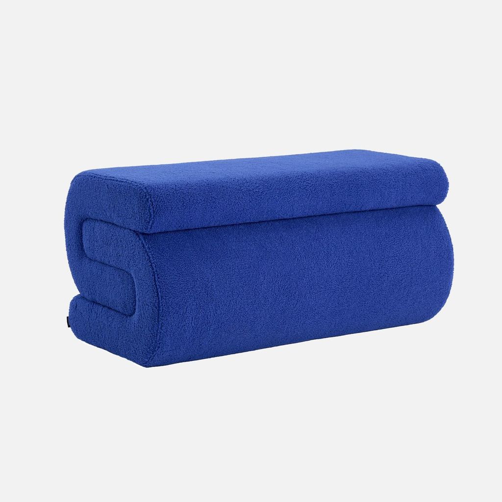 sweeek - Design Bank mit Bouclé-Bezug 1-2 Plätze - Blau Produktbild 
