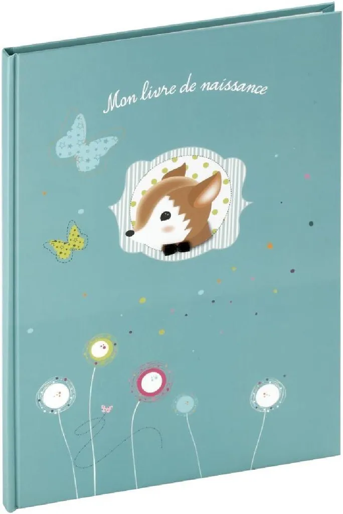 Cadeau de naissance : Journal de bébé bleu A4 Foxy pour souvenirs d'enfance