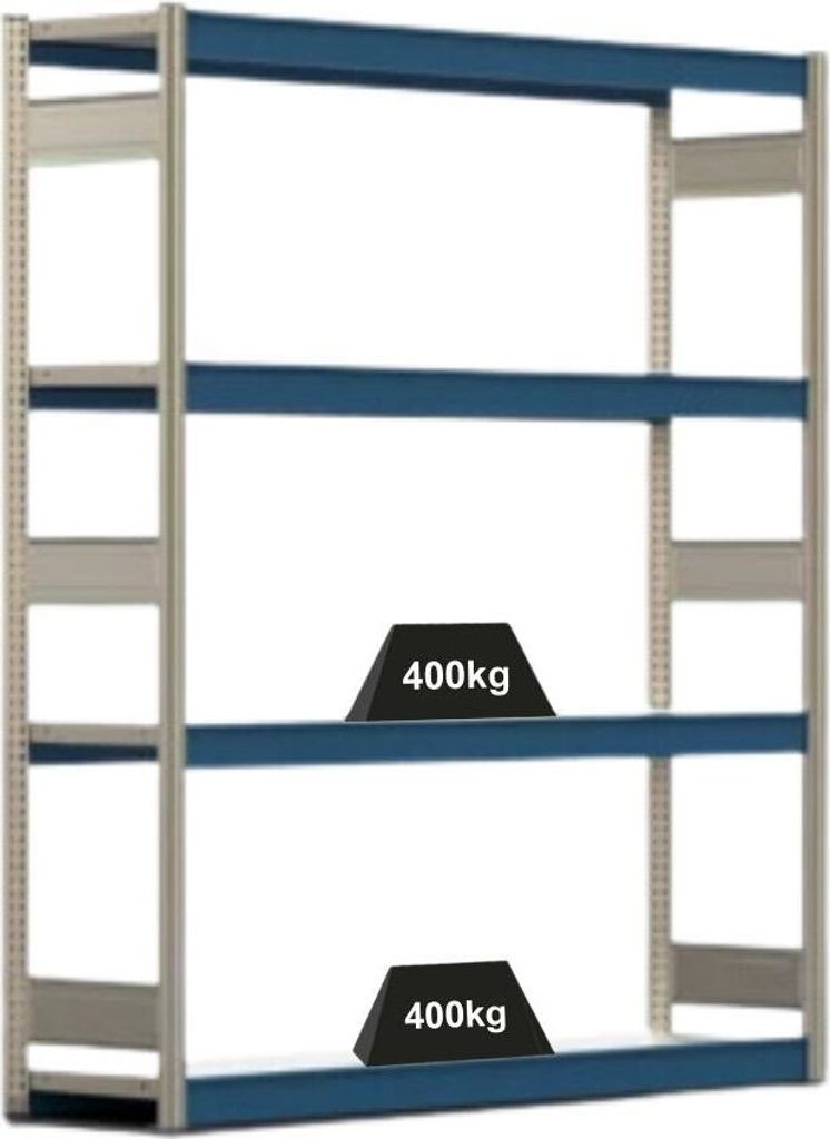 Weitspannregal ELCH Stecksystem T-Profil | Grundregal | HxBxT 200x175x50cm | 4 Ebenen | Stahlplatten-Fachboden | Fachlast 400kg | Enzianblau
