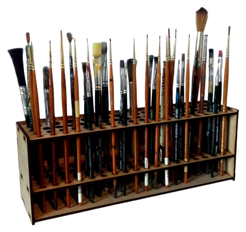 Pinselhalter für Künstlerfarben | Aufbewahrung für Make-up-Pinsel | Wandhalterung aus Holz für Buntstifte und Marker, 67 Löcher Schreibtisch-O...