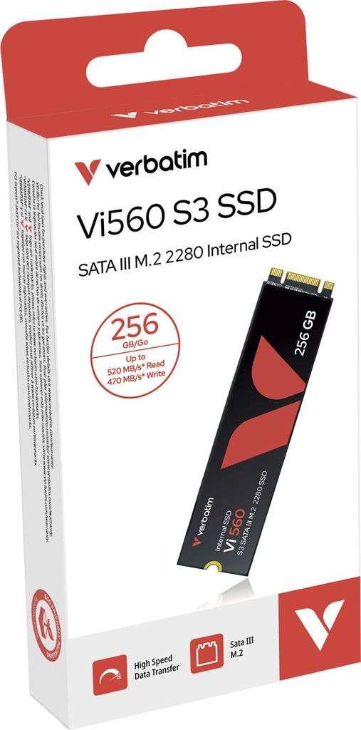Ssd Interne Verbatim M2 SSD Interne Verbatim Vi560 S3 M.2 512 Go - Disque Dur SSD Haute Performance - Lecture 560 Mo/s, Écriture 520 Mo/s - Technologie 3D-NAND Ssd Nvme 1to