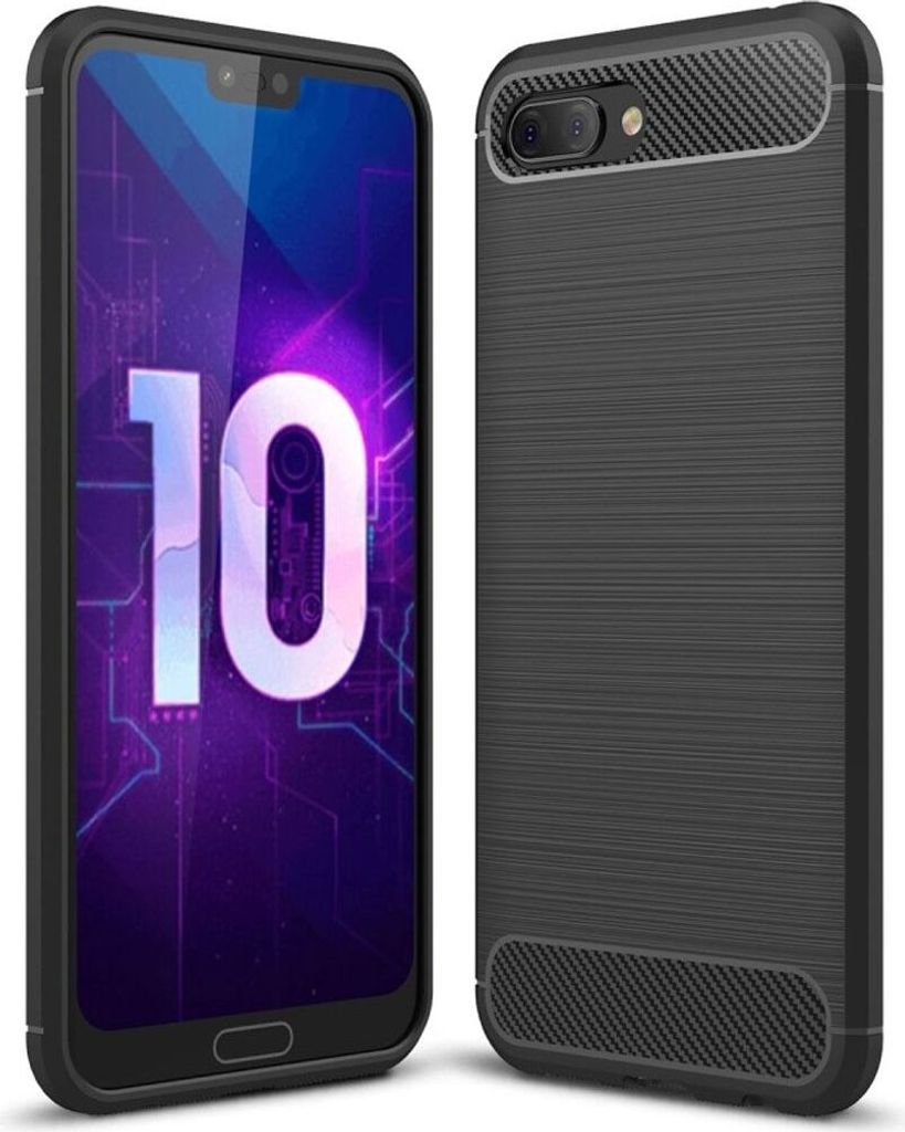 Huawei Honor 10 Lite Hülle Silikon Schwarz Carbon Optik Case TPU Handyhülle Bumper 211766