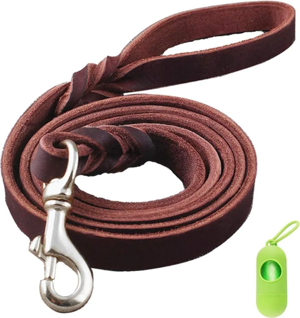 Laisse pour chien de camping et randonnée - Cuir tressé 12m à 21m
