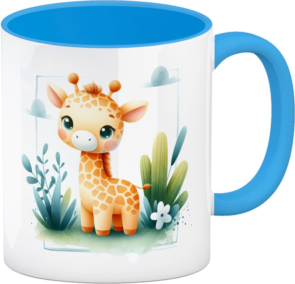 Baby Giraffe Kaffeebecher in hellblau