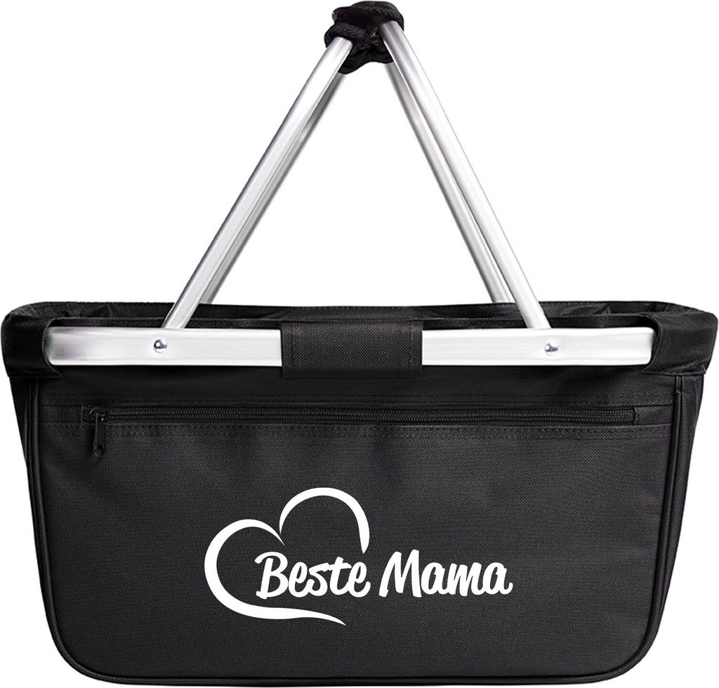Huuraa Einkaufskorb Beste Mama Herz 20 Liter Black faltbarer Tragekorb Geschenkidee