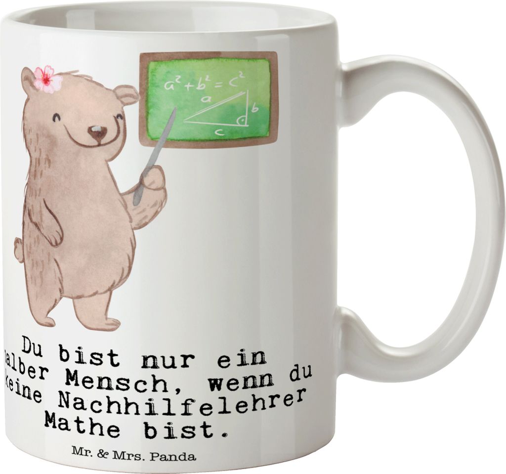 Mr. & Mrs. Panda Keramikbecher Nachhilfelehrer Mathe Herz - Produktbild 