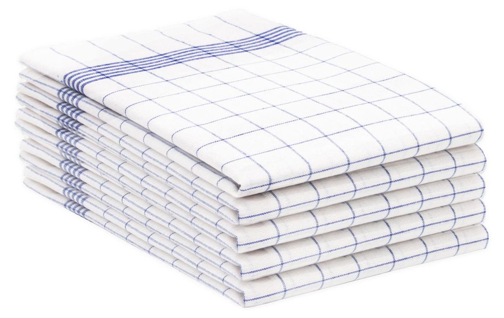 5er Set Geschirrtücher, Baumwolle, 50x70 cm, blau-kariert Produktbild 