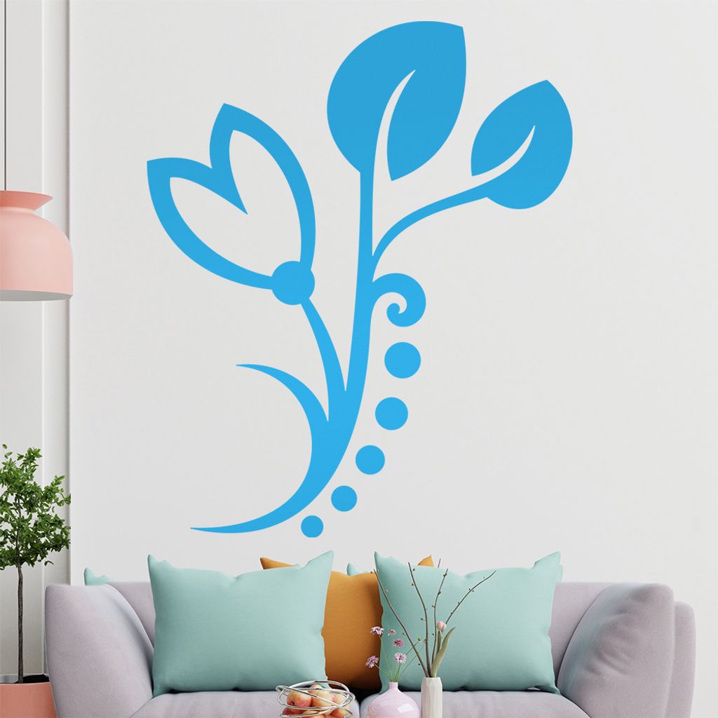 Blume - Linien Punkte Wandtattoo in 6 Größen - Wandaufkleber Wall Sticker - Dekoration, Küche, Wohnzimmer, Schlafzimmer, Badezimmer