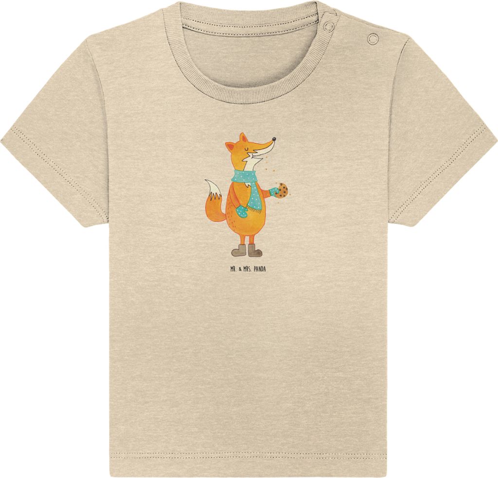 Mr. & Mrs. Panda Babyshirt Fuchs Keks 6. - 12. Monat - Natural Raw - Geschenk, T-Shirt Baby, Liebe, Winter, Weihnachten, Organic, Kinder Oberteil, ...