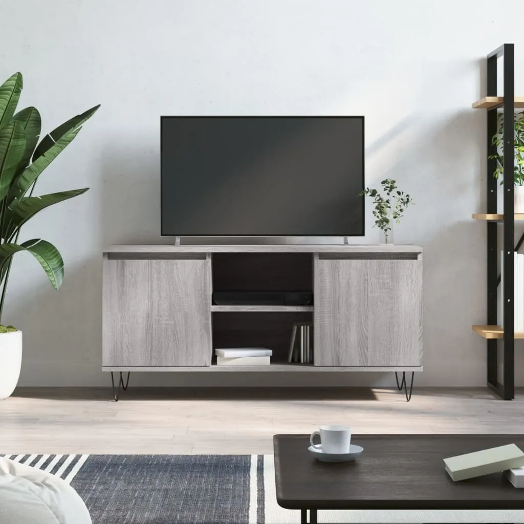 Pannello TV vidaXL Grigio Sonoma 104x35x50 cm Legno e Ferro
