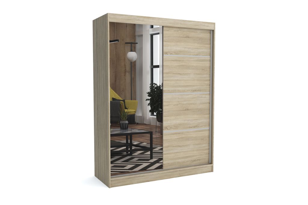 Moderner Kleiderschrank mit Schiebetüren BRENDI 160 cm (SONOMA)