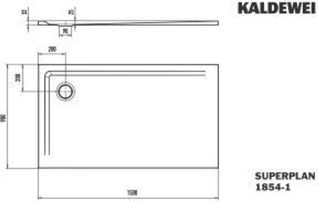 Kaldewei 385400010664 DW SUPERPLAN Mod.1854-1, 900 x 1500,