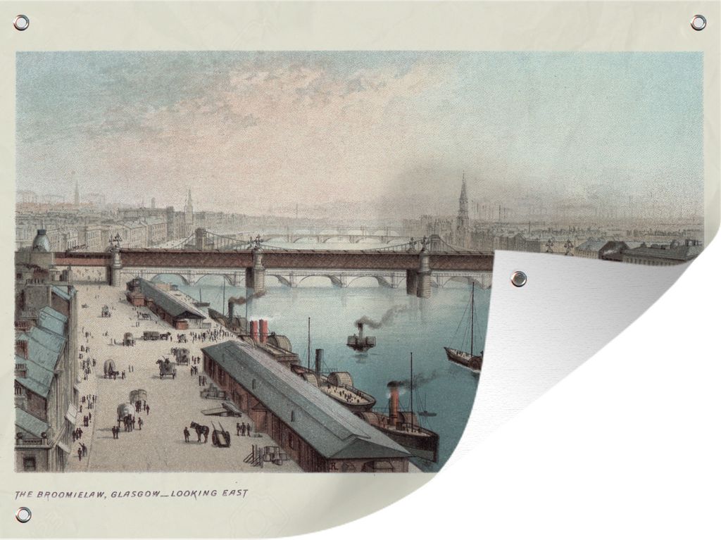 MuchoWow 80x60 cm Outdoor-Poster Gartendeko Sichtschutz Garten Poster für den Garten Illustration des Hafens von Glasgow in Schottland