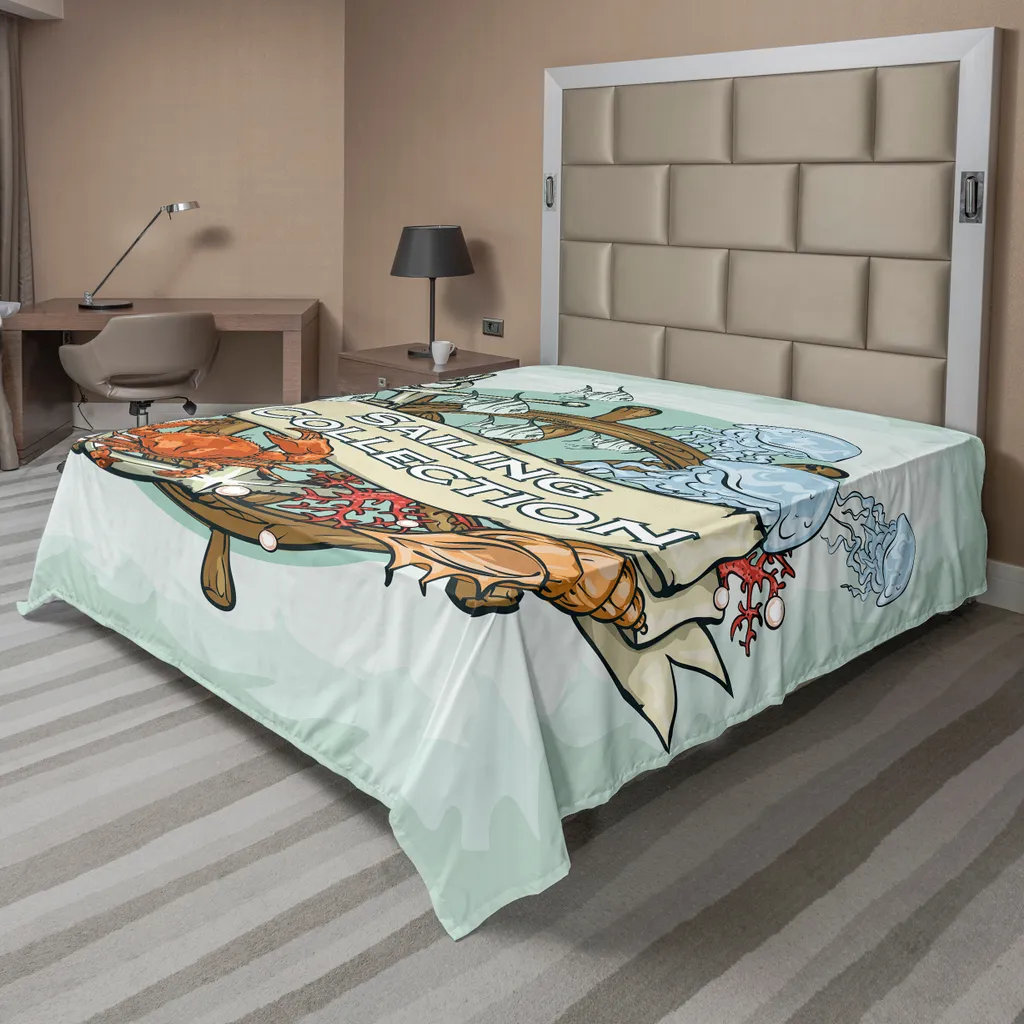 Drap de lit décoratif Crabe et Mer doux et confortable 260x228 cm