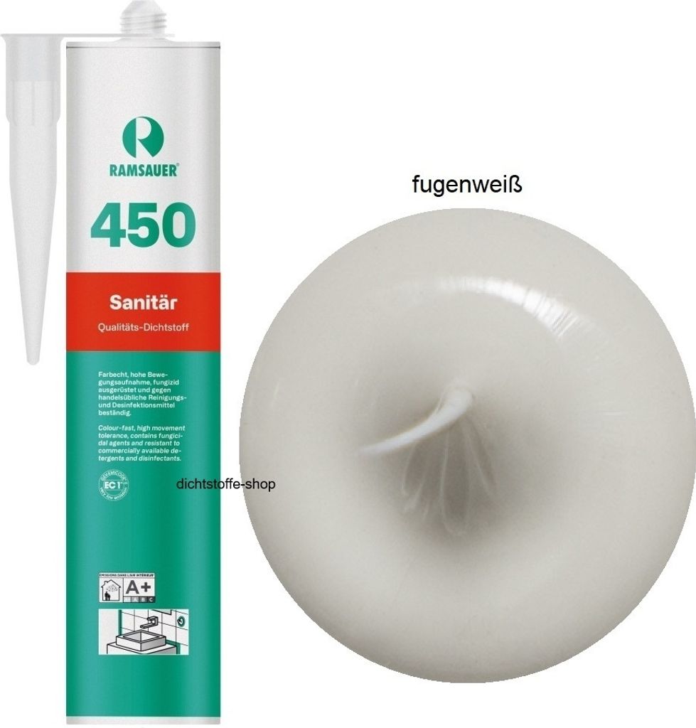 Ramsauer 450 Sanitär 1K Silikon Dichtstoff 310ml Kartusche fugenweiß