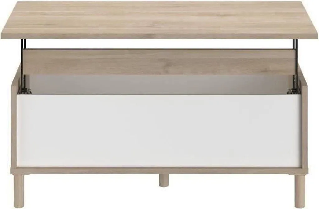 Table basse rectangulaire MORPHOS chêne blanc relevable 100x50 cm