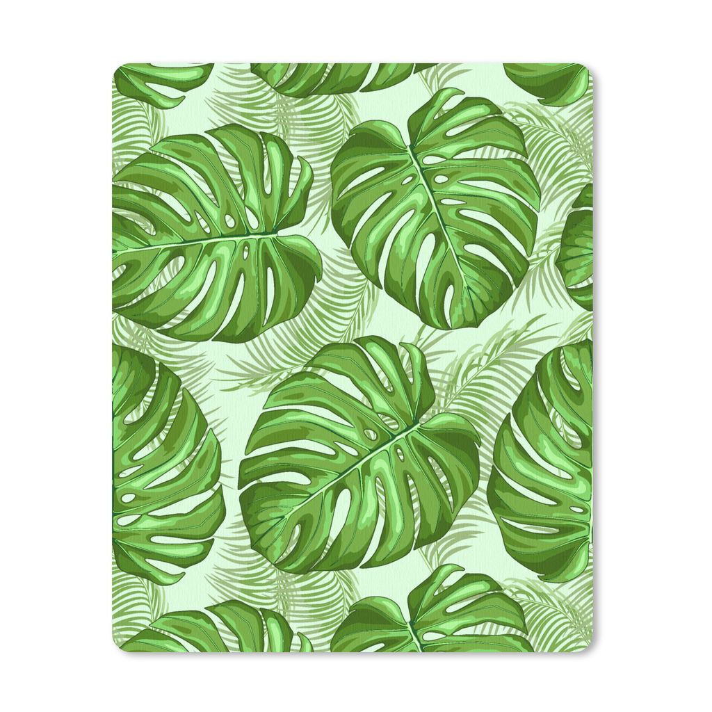 MuchoWow Mauspad Mousepad Monstera - Palmenblatt - Muster 19x23 cm - Mousepads - Maus Mat - Pad - Mausunterlage - Mauspads - Spielen