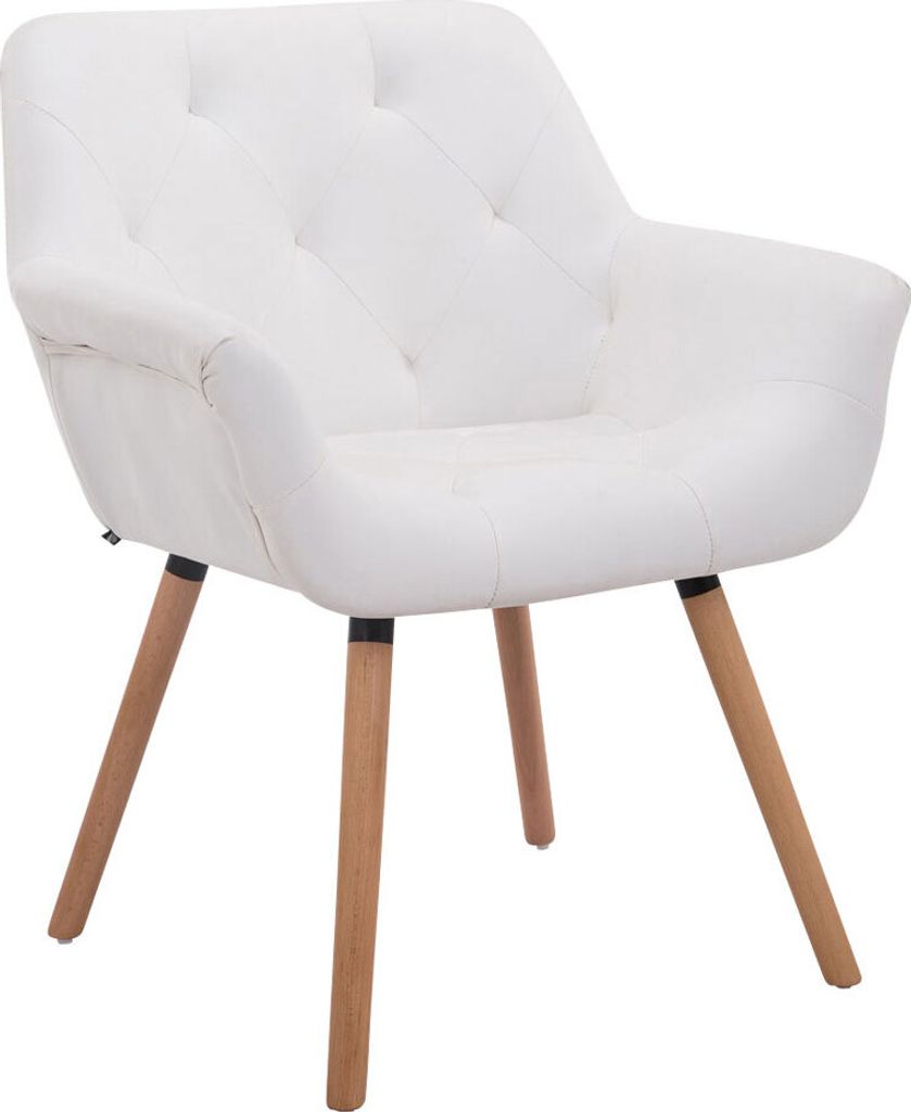 CLP Besucherstuhl Cassidy Kunstleder mit Armlehne Farbe:weiß;Gestell Farbe:natur