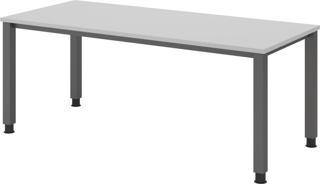 bümö Schreibtisch Serie-Q Gestell: Graphit - Nachbildung: Grau, Größe: 180 x 80 cm