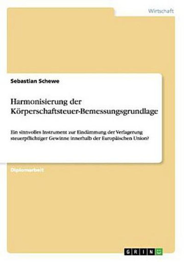Harmonisierung der Körperschaftsteuer-Bemessungsgrundlage
