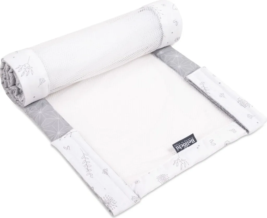 Protection de Lit Bébé 180x30 cm - Contour de Berceau Respirant Gris