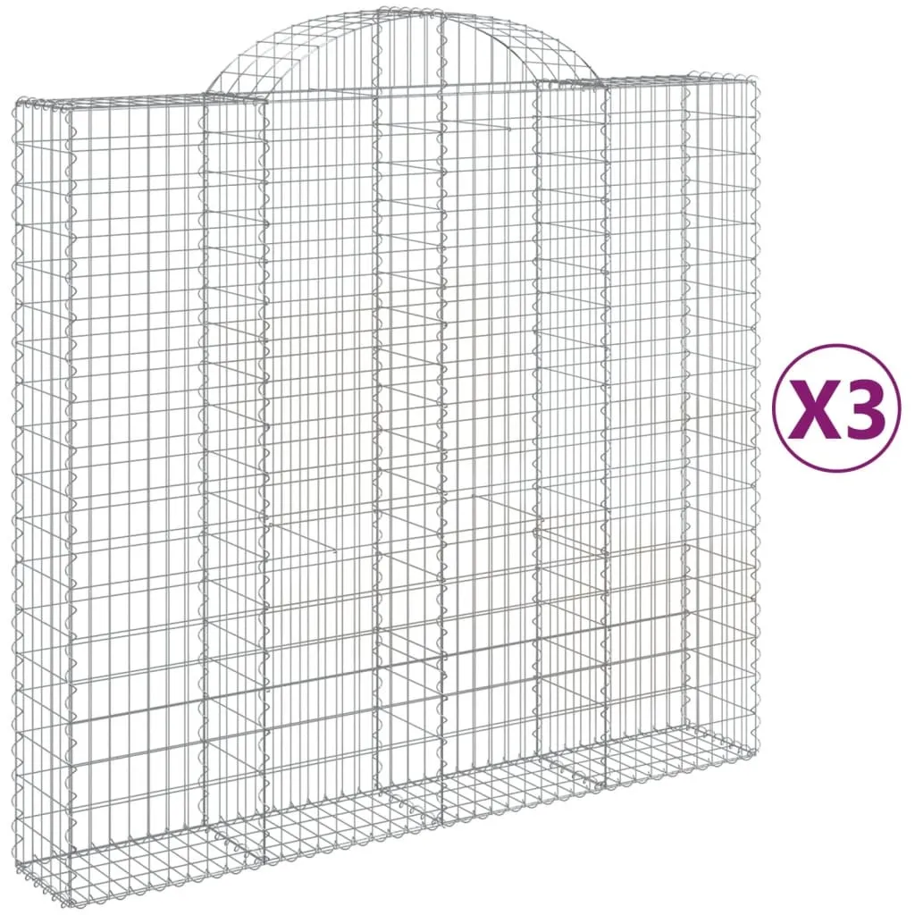 Séparation de jardin en gabion avec arche pour entrée paysagère 3 pcs