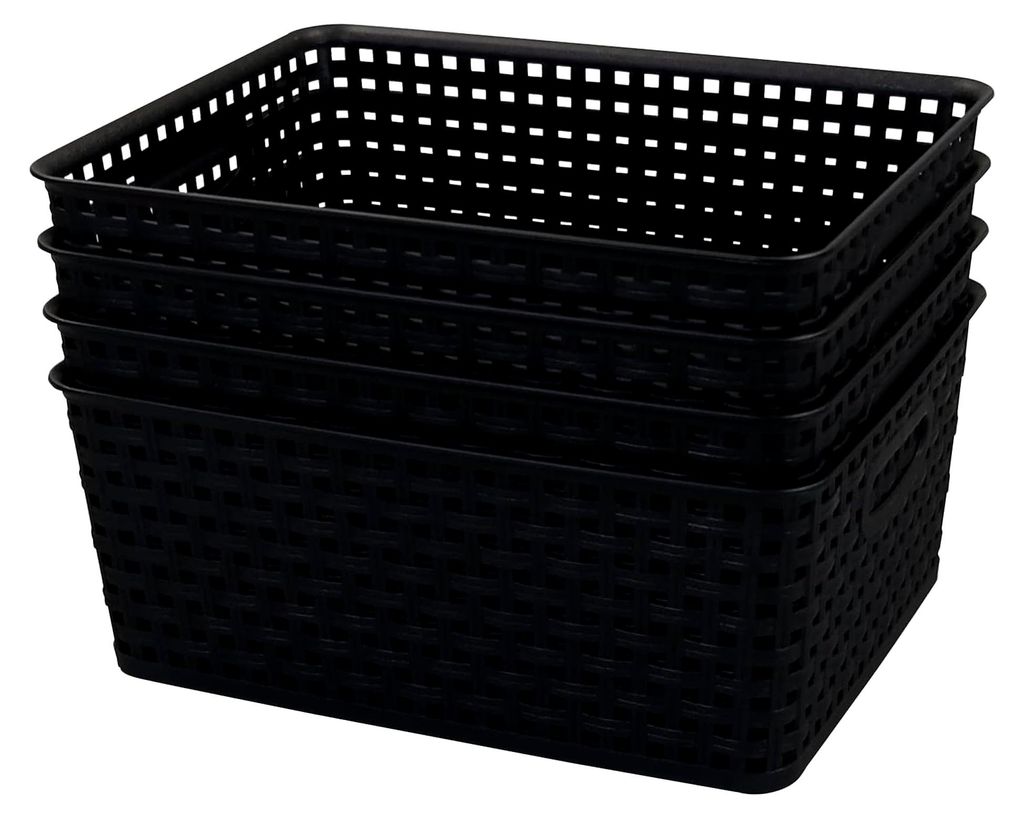 Kunststoff Aufbewahrungskorb, Klein, 4 Stück, schwarz