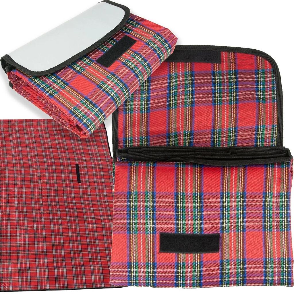 Picknickdecke Picknickmatte Stranddecke wasserdicht 150x200 cm Bordeaux kariert leicht faltbar für Camping Garten und Strand