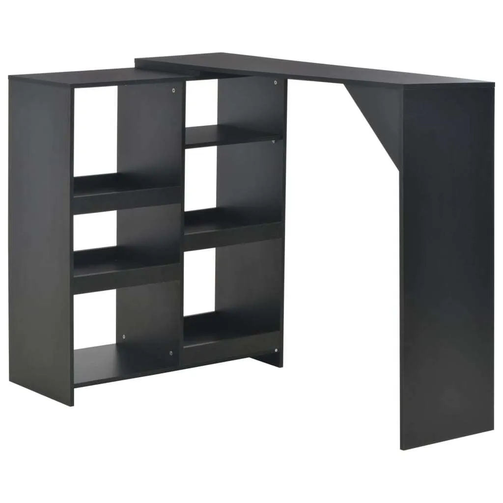 Table de bar noire 138 cm avec rangement mobile pour petits espaces