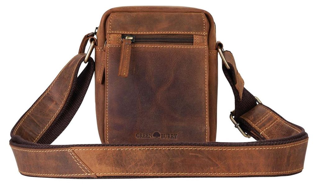 GREENBURRY Leder Umhängetasche Vintage Travel - 2 Crossbody Bag Brown braun