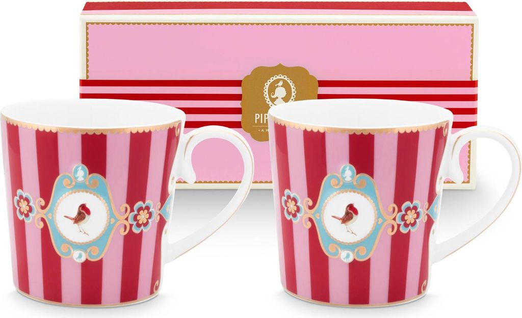 PIP STUDIO Love Birds Medallion Stripes Red-Pink Produktbild 